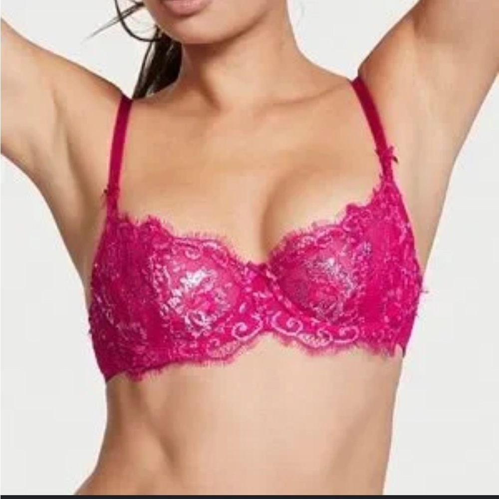 💗NWT Victoria’s Secret Wicked Allure Lace Balconette Bra Pink 34B💗